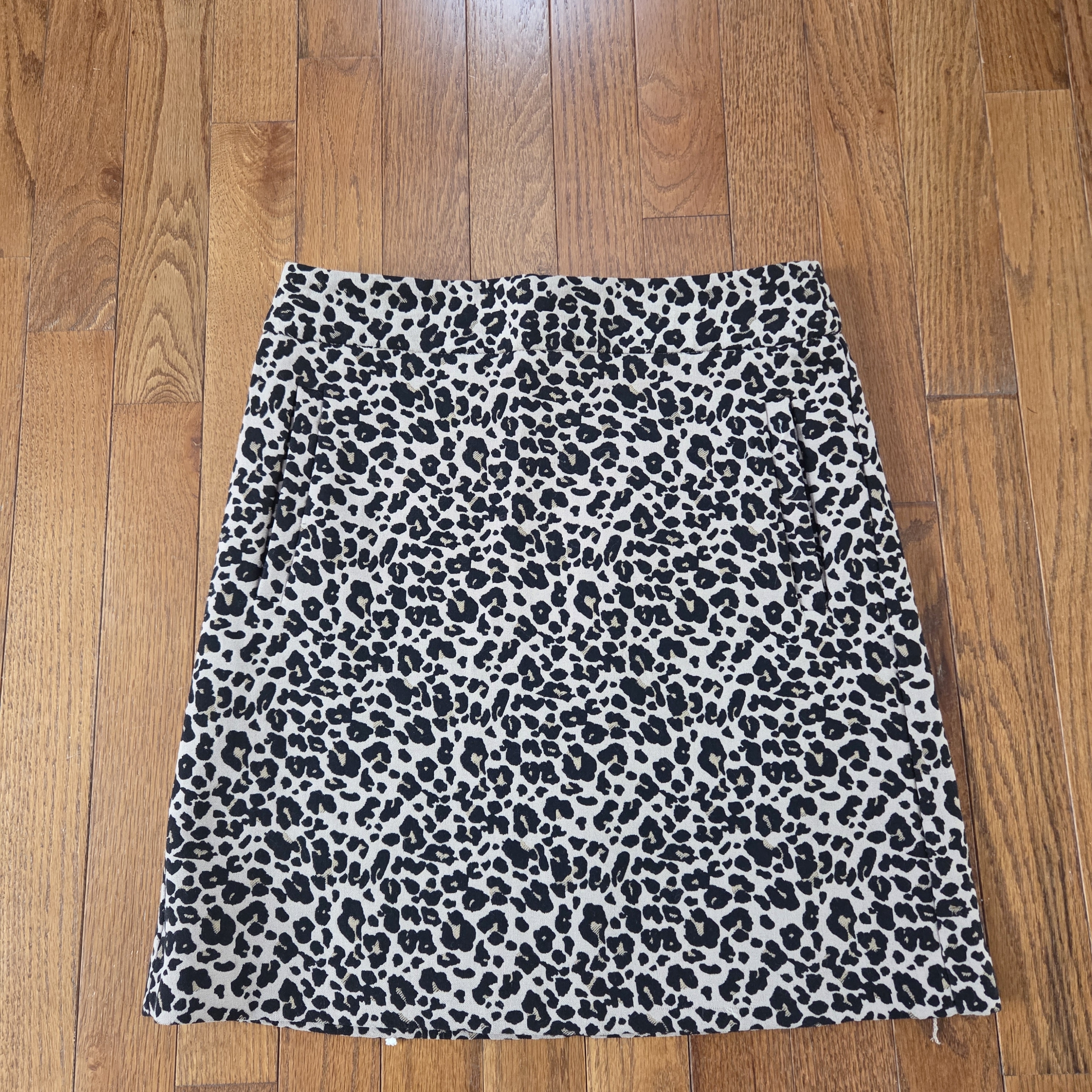 Loft Black And Cream Animal Print Pencil Skirt